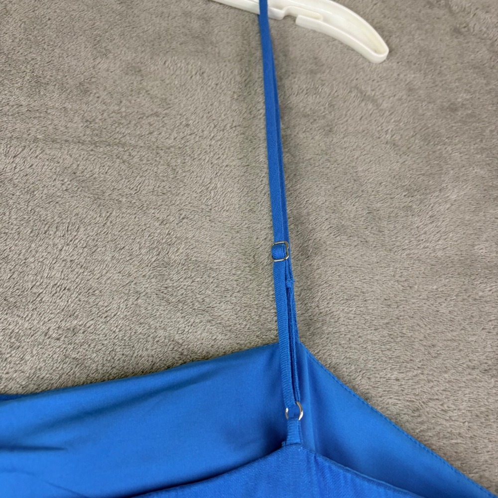 Gianni Bini Womens XL Blue Linen Blend Mini Dress Spaghetti Strap Summer Coastal - Picture 10 of 14